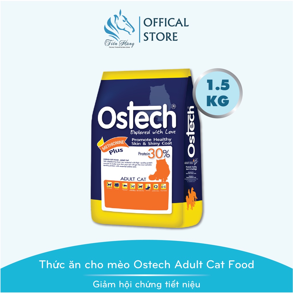 Thức ăn hạt giảm hội chứng tiết niệu cho mèo Ostech Adult Cat Food, Gói 1.5kg