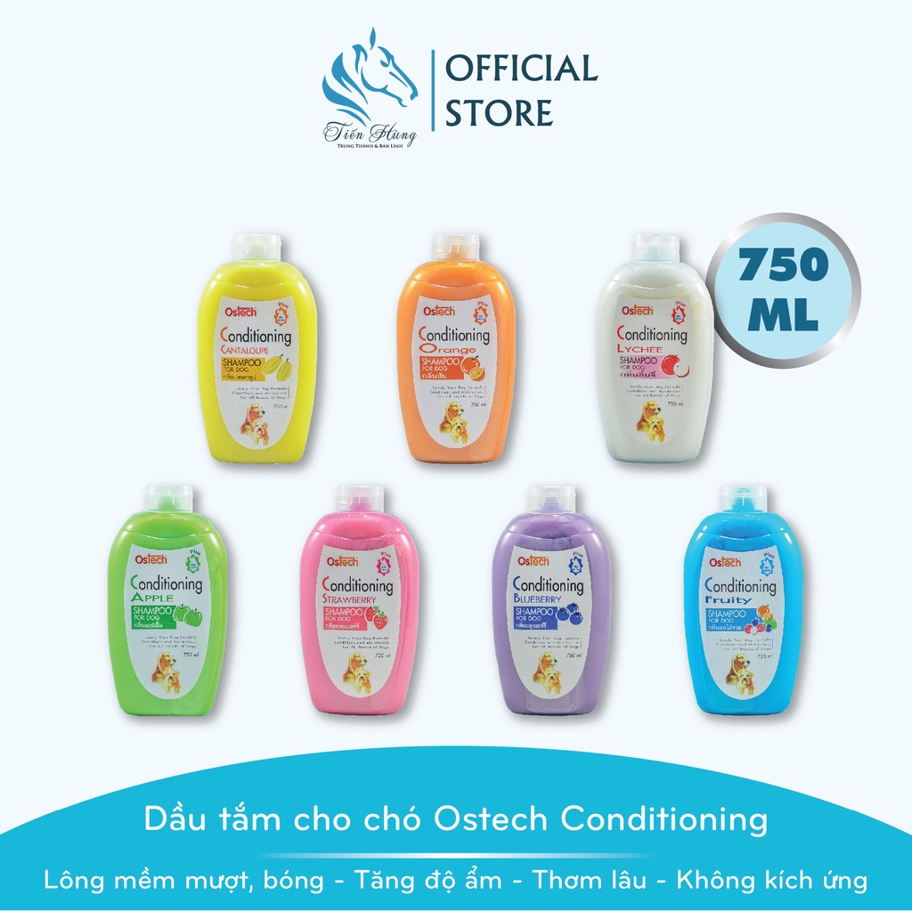 Dầu tắm dưỡng ẩm, chống dị ứng da cho chó Ostech Conditioning Dog Shampoo, Chai 750ml