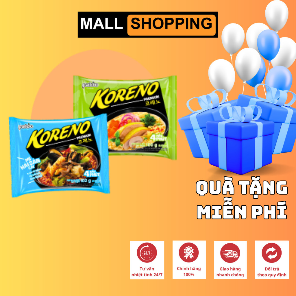 [THÙNG 24 GÓI] MÌ KORENO PREMIUM – VỊ GÀ HẦM & HẢI SẢN CAY – GÓI 100G – CHUẨN HÀN QUỐC