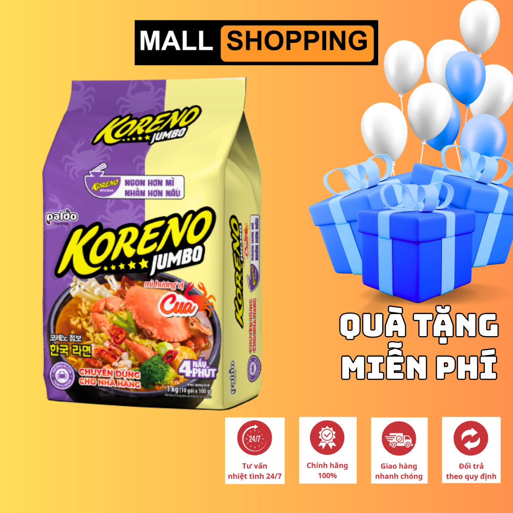 [1 THÙNG 10 LỐC] GÓI MÌ KORENO JUMBO HÀN QUỐC NHIỀU VỊ GÀ | TÔM | BÒ CAY | KIM CHI | NẤM | HẢI SẢN CAY | BÒ ĐẬM VỊ