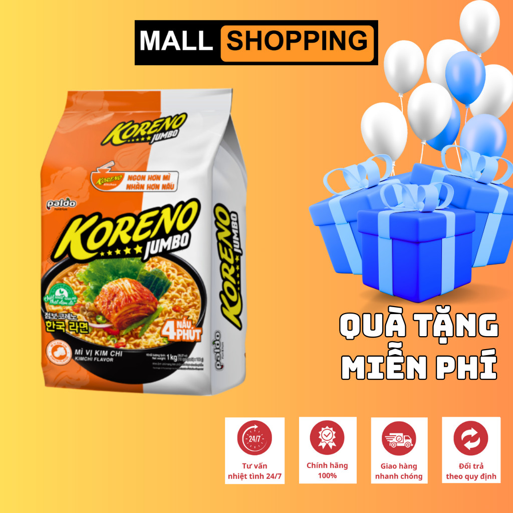 [1 THÙNG 10 LỐC] GÓI MÌ KORENO JUMBO HÀN QUỐC NHIỀU VỊ GÀ | TÔM | BÒ CAY | KIM CHI | NẤM | HẢI SẢN CAY | BÒ ĐẬM VỊ