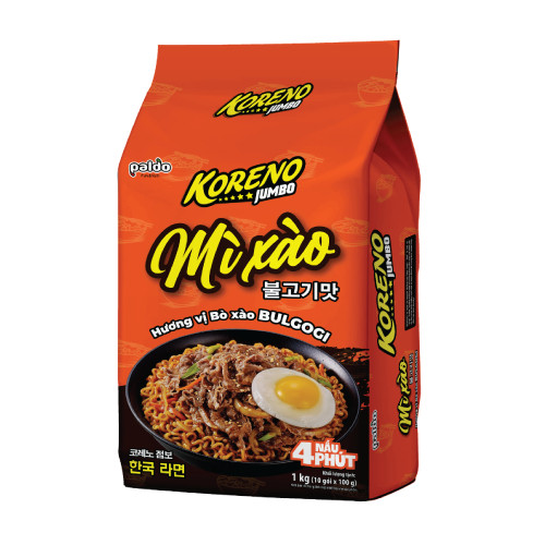 [1 THÙNG 10 LỐC] MÌ XÀO KORENO JUMBO BULGOGI – THỊT BÒ BULGOGI KẾT HỢP HƯƠNG VỊ CUA