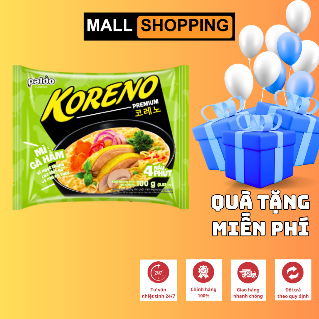 [THÙNG 24 GÓI] MÌ KORENO PREMIUM – VỊ GÀ HẦM & HẢI SẢN CAY – GÓI 100G – CHUẨN HÀN QUỐC