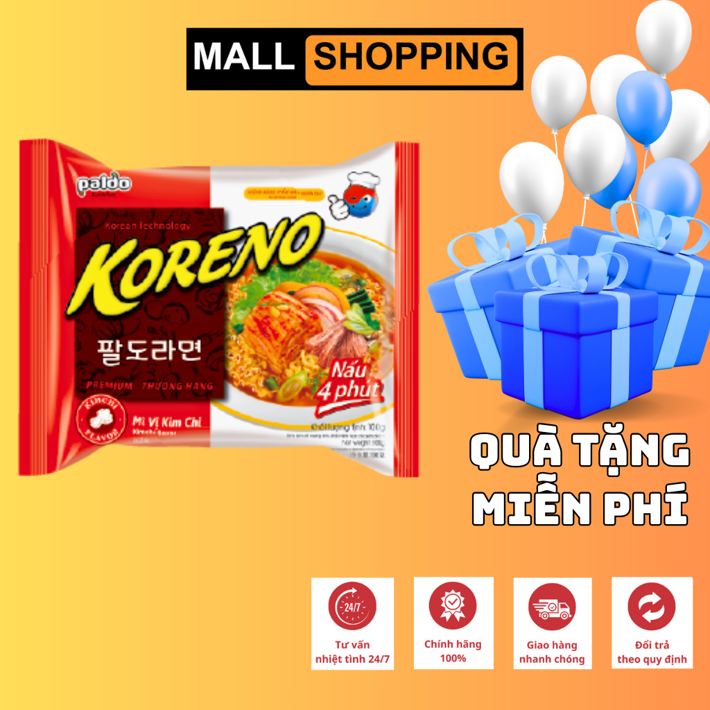[THÙNG 24 GÓI] MÌ KORENO 4 VỊ THƠM NGON – GÓI 100G – MÌ ĂN LIỀN HÀN QUỐC CHÍNH HÃNG