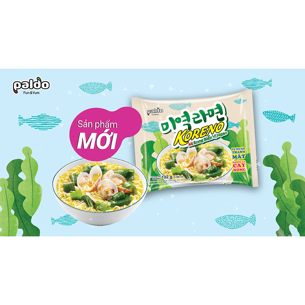 [THÙNG 24 GÓI] MÌ KORENO RONG BIỂN VỊ NGAO – GÓI 102G – NHẬP KHẨU CHÍNH HÃNG HÀN QUỐC