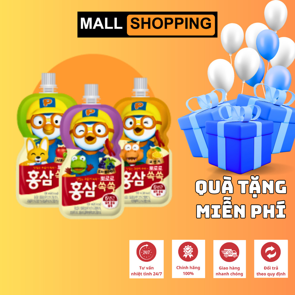 [THÙNG 40 TÚI] NƯỚC ÉP TRÁI CÂY PALDO PORORO HỒNG SÂM – 100ML – DATE MỚI – NHẬP KHẨU HÀN QUỐC