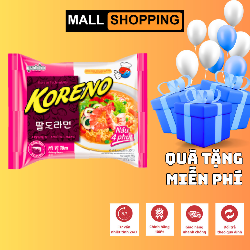 [THÙNG 24 GÓI] MÌ KORENO 4 VỊ THƠM NGON – GÓI 100G – MÌ ĂN LIỀN HÀN QUỐC CHÍNH HÃNG