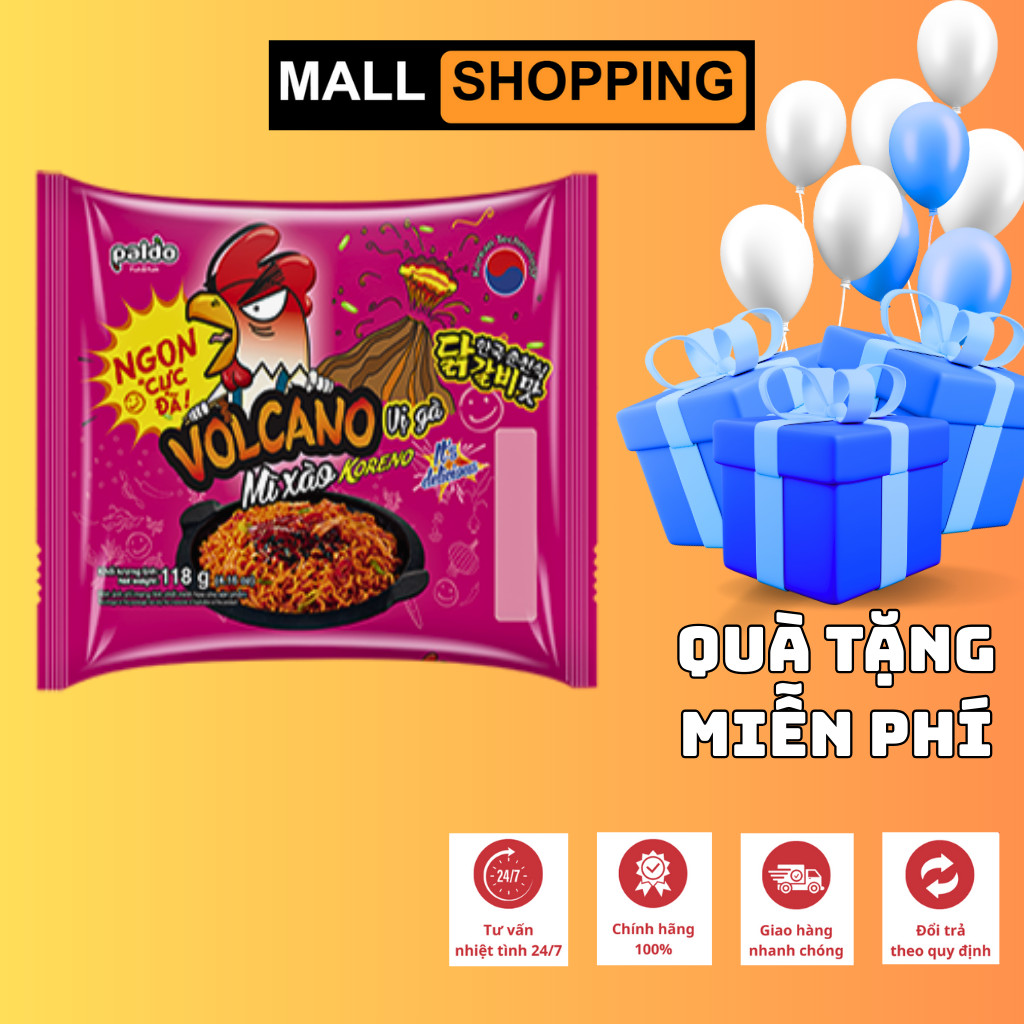[THÙNG 24 GÓI] MÌ XÀO KORENO VOLCANO – VỊ GÀ PHÔ MAI & GÀ – GÓI 118G – MÌ ĂN LIỀN HÀN QUỐC