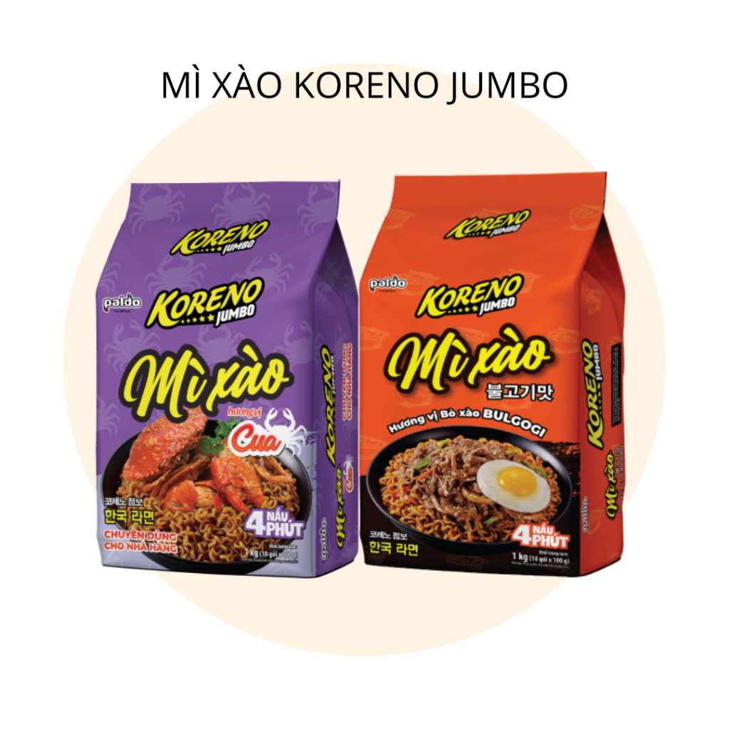 [1 THÙNG 10 LỐC] MÌ XÀO KORENO JUMBO BULGOGI – THỊT BÒ BULGOGI KẾT HỢP HƯƠNG VỊ CUA