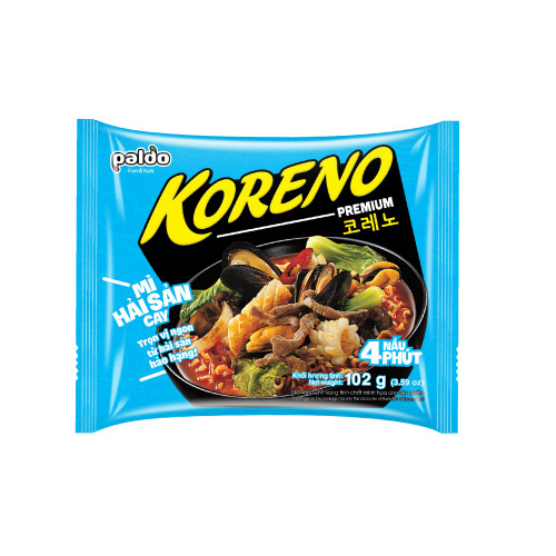 [THÙNG 24 GÓI] MÌ KORENO PREMIUM – VỊ GÀ HẦM & HẢI SẢN CAY – GÓI 100G – CHUẨN HÀN QUỐC