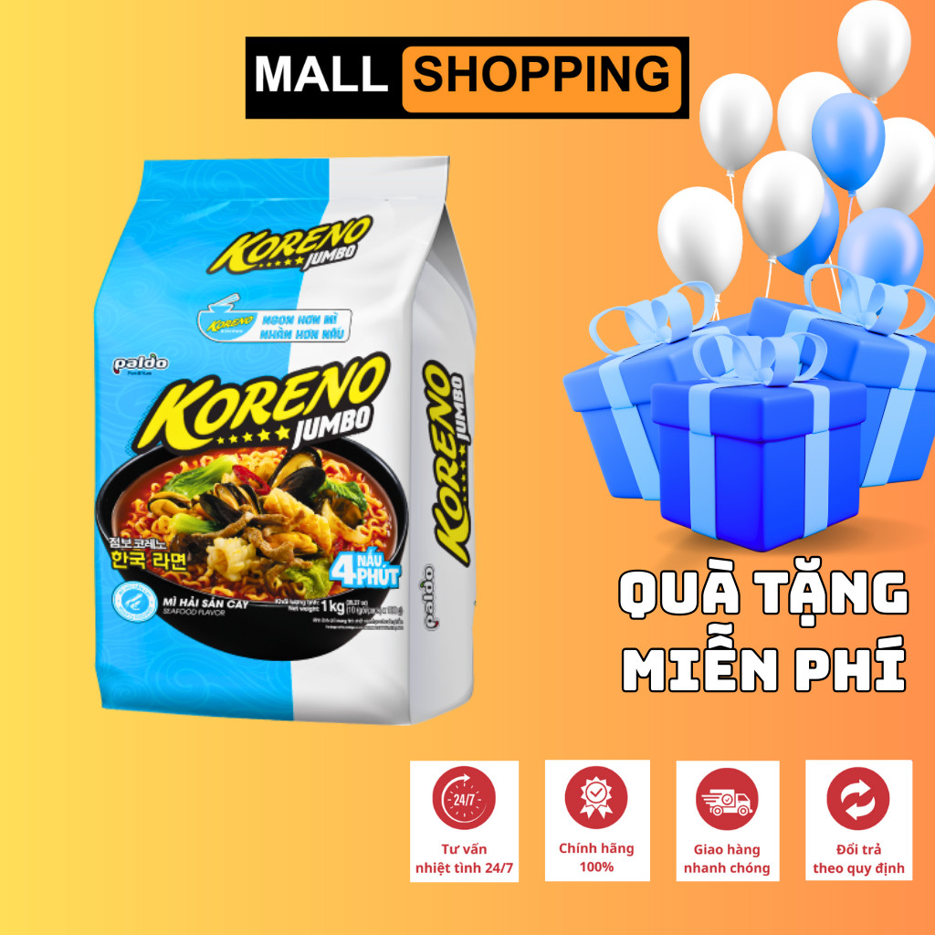 [1 THÙNG 10 LỐC] GÓI MÌ KORENO JUMBO HÀN QUỐC NHIỀU VỊ GÀ | TÔM | BÒ CAY | KIM CHI | NẤM | HẢI SẢN CAY | BÒ ĐẬM VỊ