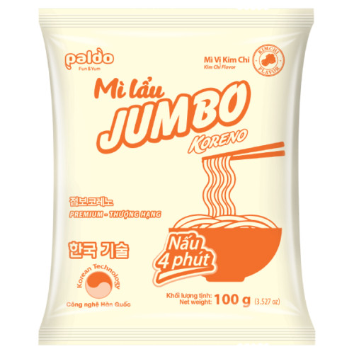 [THÙNG 80 GÓI] MÌ LẨU KORENO JUMBO – VỊ KIM CHI & BÒ CAY – GÓI 100G – MÌ HÀN QUỐC CHÍNH HÃNG