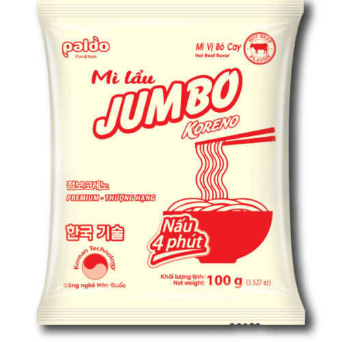 [THÙNG 80 GÓI] MÌ LẨU KORENO JUMBO – VỊ KIM CHI & BÒ CAY – GÓI 100G – MÌ HÀN QUỐC CHÍNH HÃNG