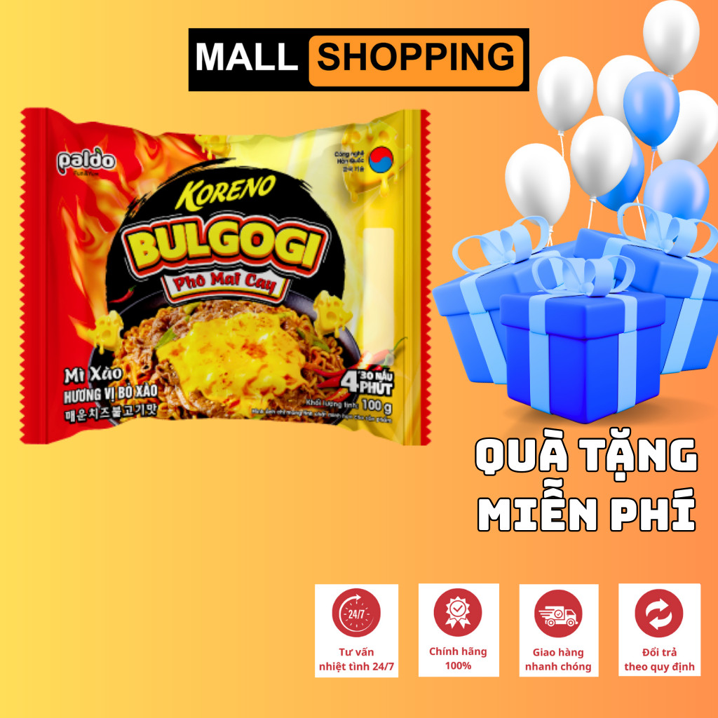 [THÙNG 24 GÓI] MÌ XÀO KORENO CARBONARA BULGOGI – COMBO 3 VỊ THƠM NGON – GÓI 100G – HÀN QUỐC