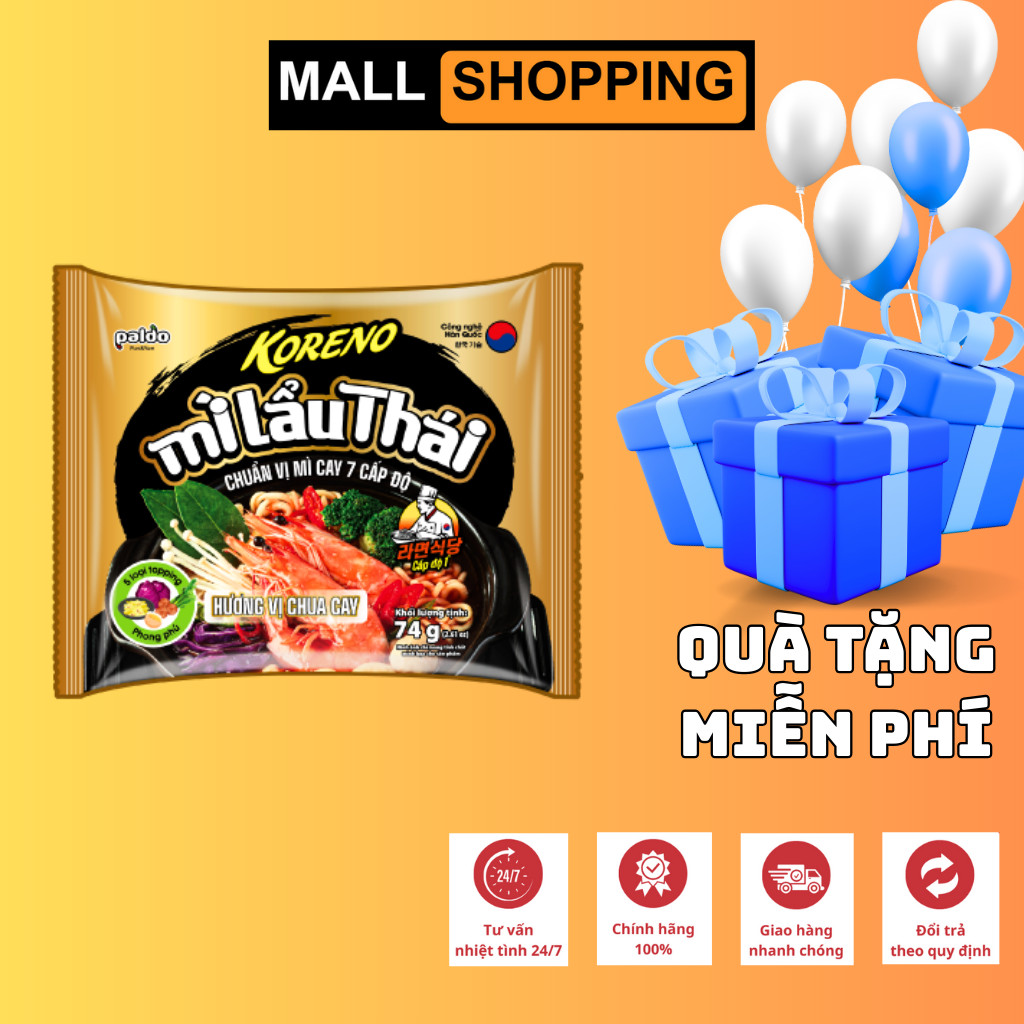 [THÙNG 20 GÓI] MÌ LẨU THÁI KORENO – CHUẨN VỊ MÌ CAY 7 CẤP ĐỘ – GÓI 74G – CHÍNH HÃNG HÀN QUỐC