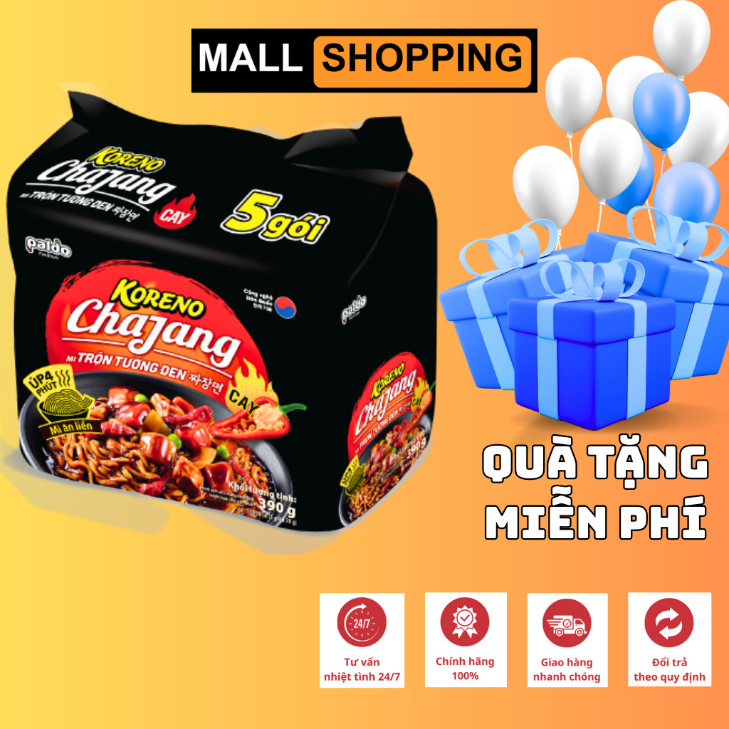 [THÙNG 20 GÓI] MÌ TRỘN TƯƠNG ĐEN HÀN QUỐC PALDO KORENO – VỊ CAY & KHÔNG CAY – 78G/GÓI