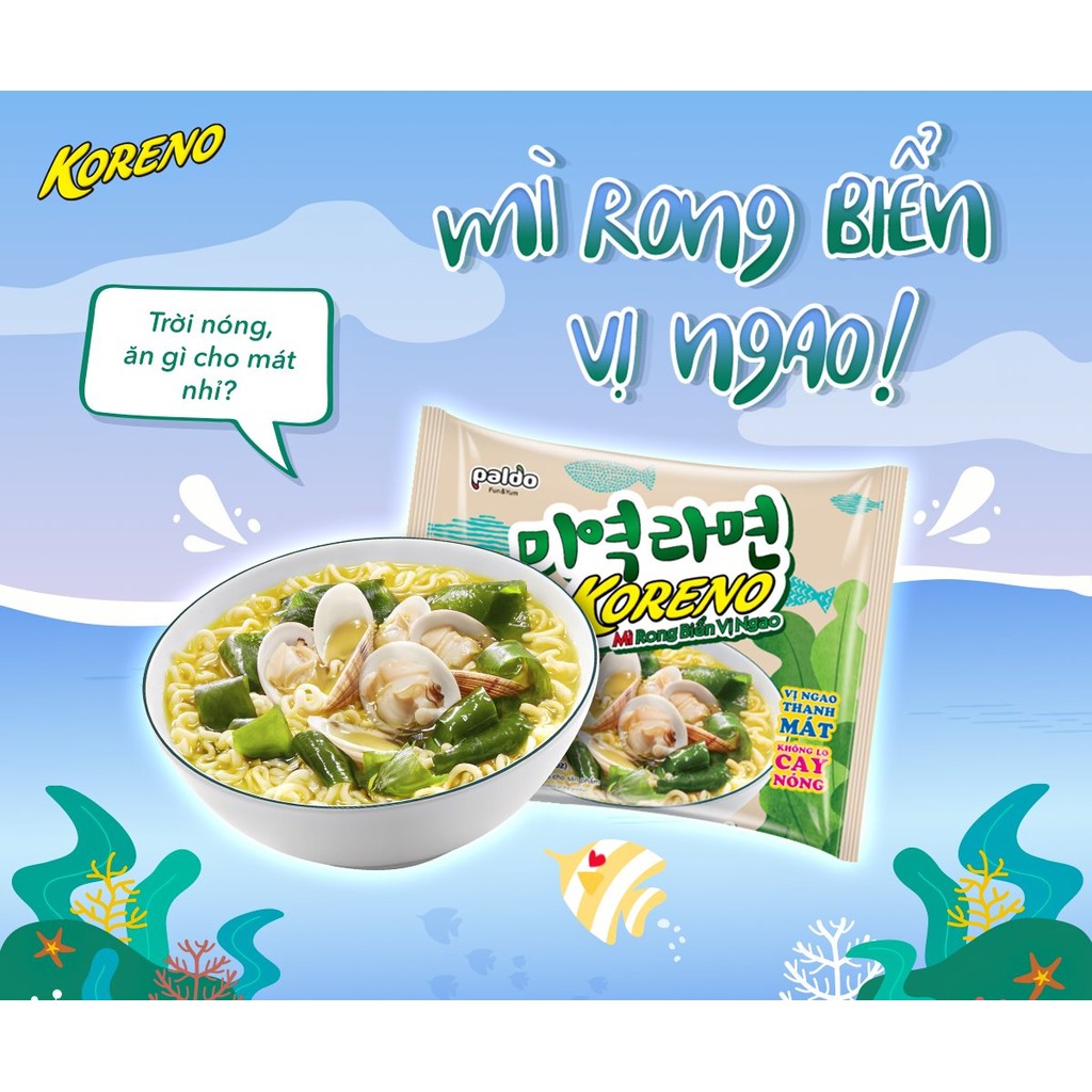 [THÙNG 24 GÓI] MÌ KORENO RONG BIỂN VỊ NGAO – GÓI 102G – NHẬP KHẨU CHÍNH HÃNG HÀN QUỐC