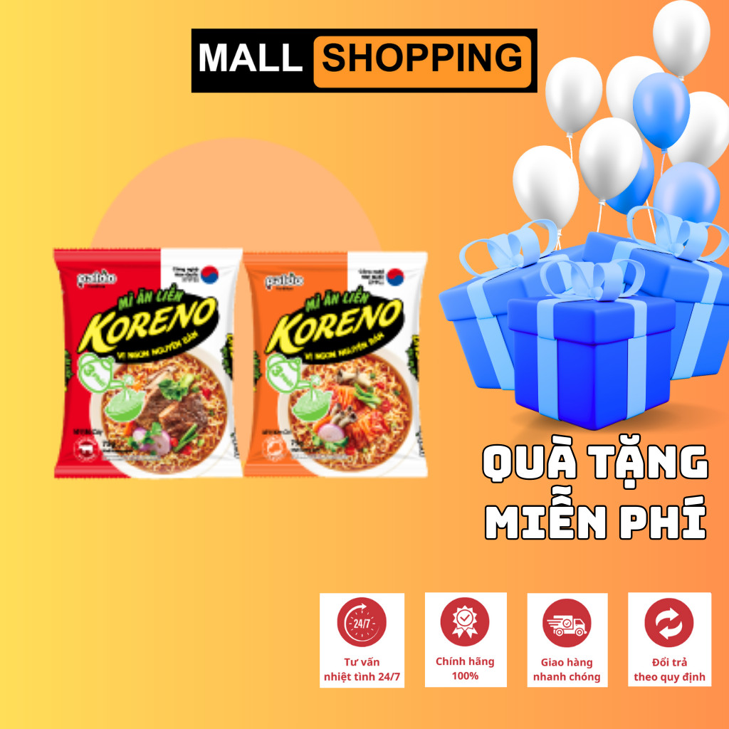[THÙNG 30 GÓI] MÌ ĂN LIỀN KORENO – VỊ KIM CHI & BÒ CAY – GÓI 75G – SỢI NHỎ – CHÍNH HÃNG HÀN QUỐC