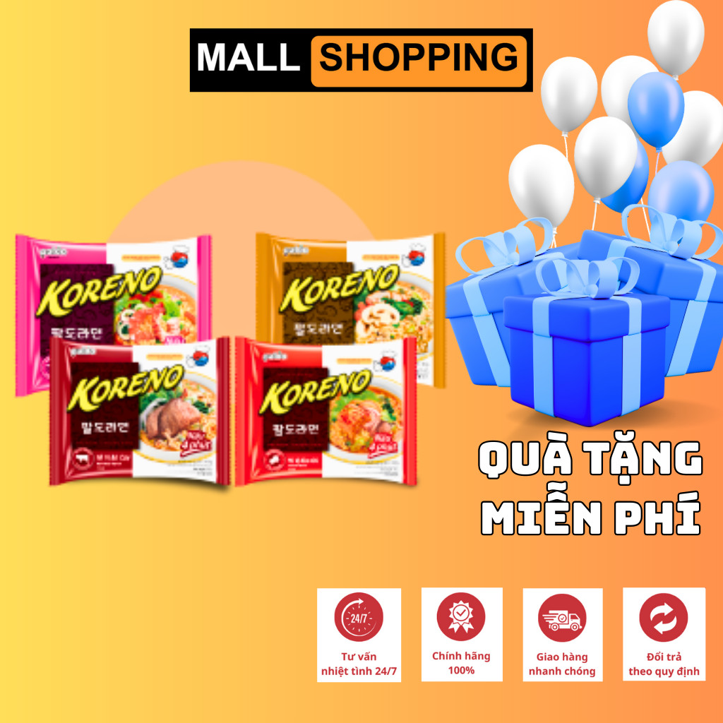 [THÙNG 24 GÓI] MÌ KORENO 4 VỊ THƠM NGON – GÓI 100G – MÌ ĂN LIỀN HÀN QUỐC CHÍNH HÃNG