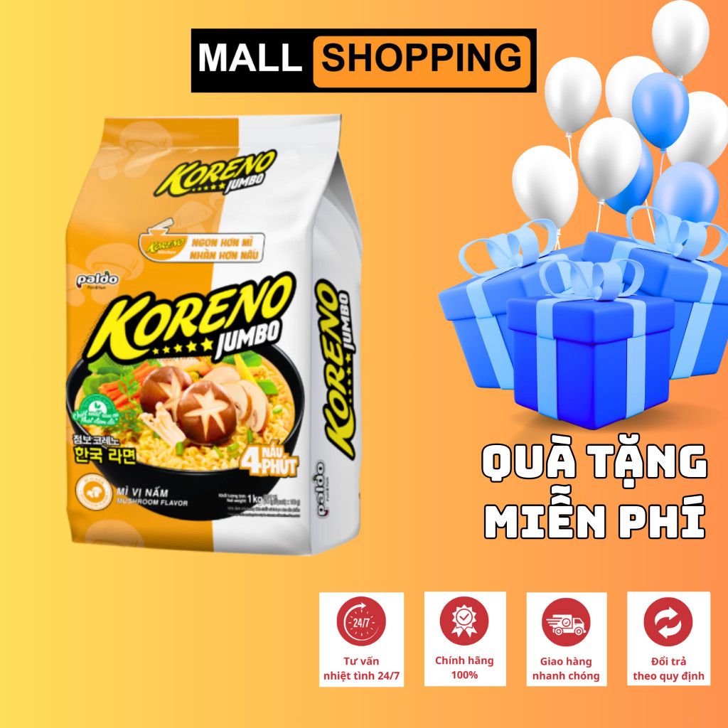 [1 THÙNG 10 LỐC] GÓI MÌ KORENO JUMBO HÀN QUỐC NHIỀU VỊ GÀ | TÔM | BÒ CAY | KIM CHI | NẤM | HẢI SẢN CAY | BÒ ĐẬM VỊ