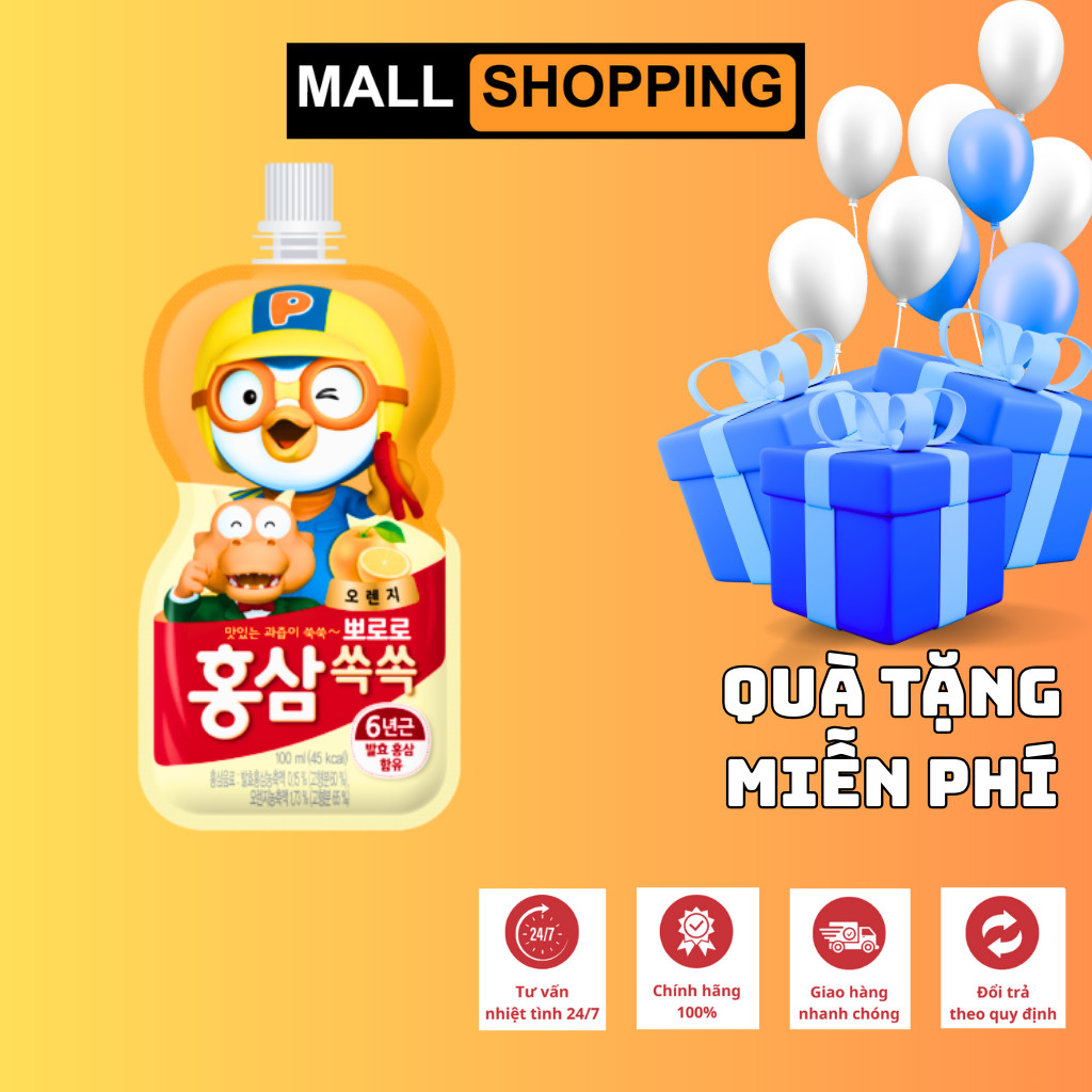[THÙNG 40 TÚI] NƯỚC ÉP TRÁI CÂY PALDO PORORO HỒNG SÂM – 100ML – DATE MỚI – NHẬP KHẨU HÀN QUỐC