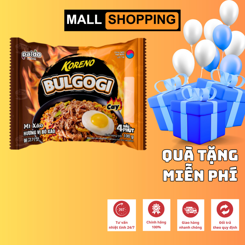 [THÙNG 24 GÓI] MÌ XÀO KORENO CARBONARA BULGOGI – COMBO 3 VỊ THƠM NGON – GÓI 100G – HÀN QUỐC