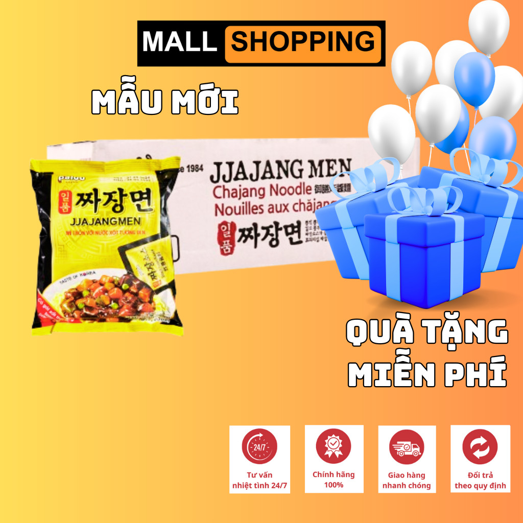 [MÌ HÀN QUỐC NHẬP KHẨU CHÍNH HÃNG] KORENO PALDO JJANGMEN – MÌ TRỘN TƯƠNG ĐEN HÀN QUỐC – THÙNG 16 GÓI 200G