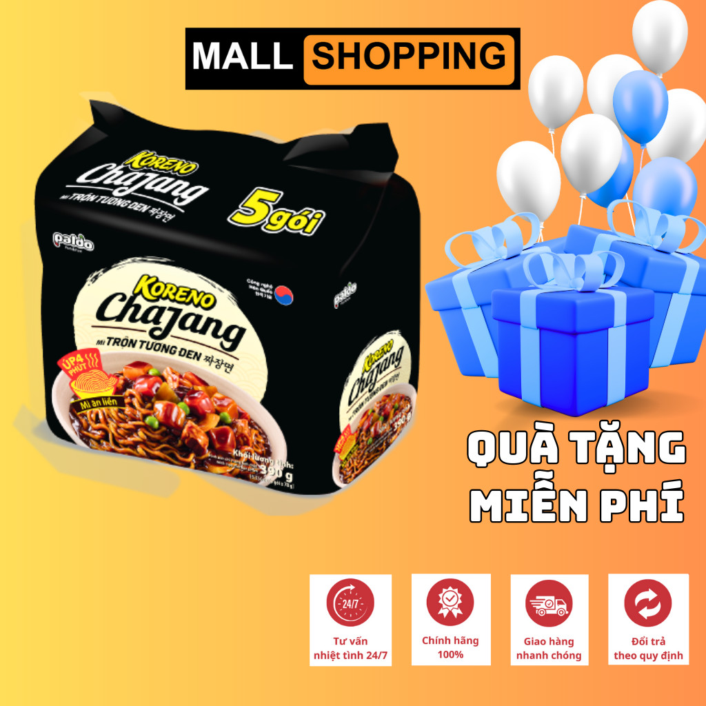 [THÙNG 20 GÓI] MÌ TRỘN TƯƠNG ĐEN HÀN QUỐC PALDO KORENO – VỊ CAY & KHÔNG CAY – 78G/GÓI