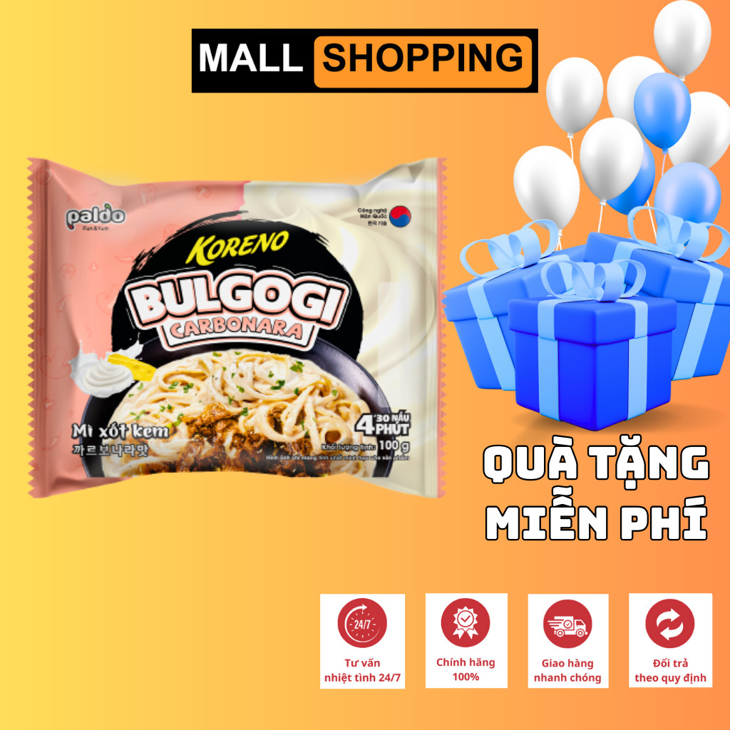 [THÙNG 24 GÓI] MÌ XÀO KORENO CARBONARA BULGOGI – COMBO 3 VỊ THƠM NGON – GÓI 100G – HÀN QUỐC