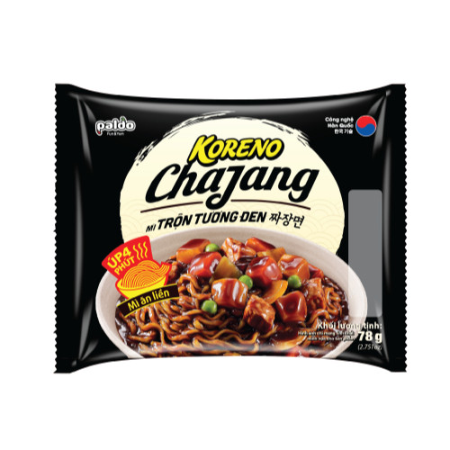 [THÙNG 8 LỐC] MÌ TRỘN TƯƠNG ĐEN KORENO CHAJANG – VỊ CAY & KHÔNG CAY – GÓI 78G