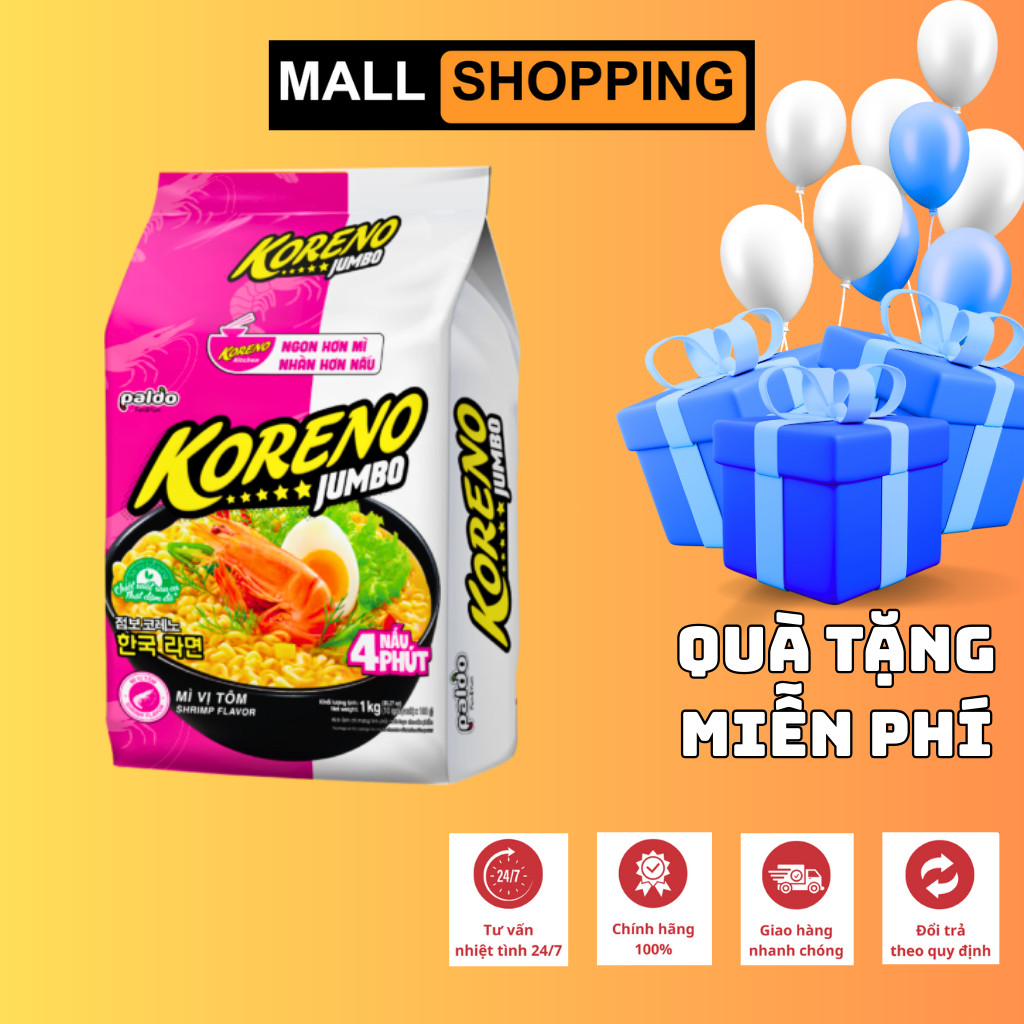 [1 THÙNG 10 LỐC] GÓI MÌ KORENO JUMBO HÀN QUỐC NHIỀU VỊ GÀ | TÔM | BÒ CAY | KIM CHI | NẤM | HẢI SẢN CAY | BÒ ĐẬM VỊ