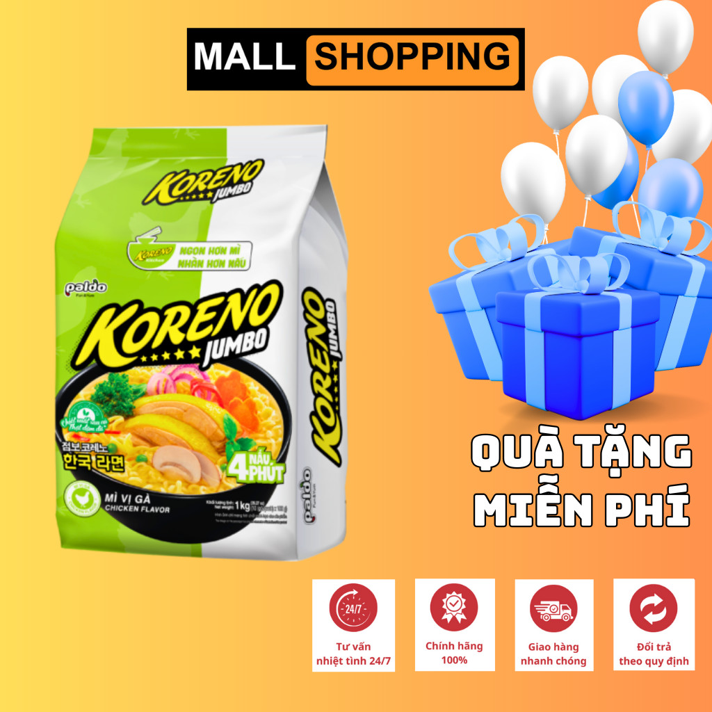 [1 THÙNG 10 LỐC] GÓI MÌ KORENO JUMBO HÀN QUỐC NHIỀU VỊ GÀ | TÔM | BÒ CAY | KIM CHI | NẤM | HẢI SẢN CAY | BÒ ĐẬM VỊ