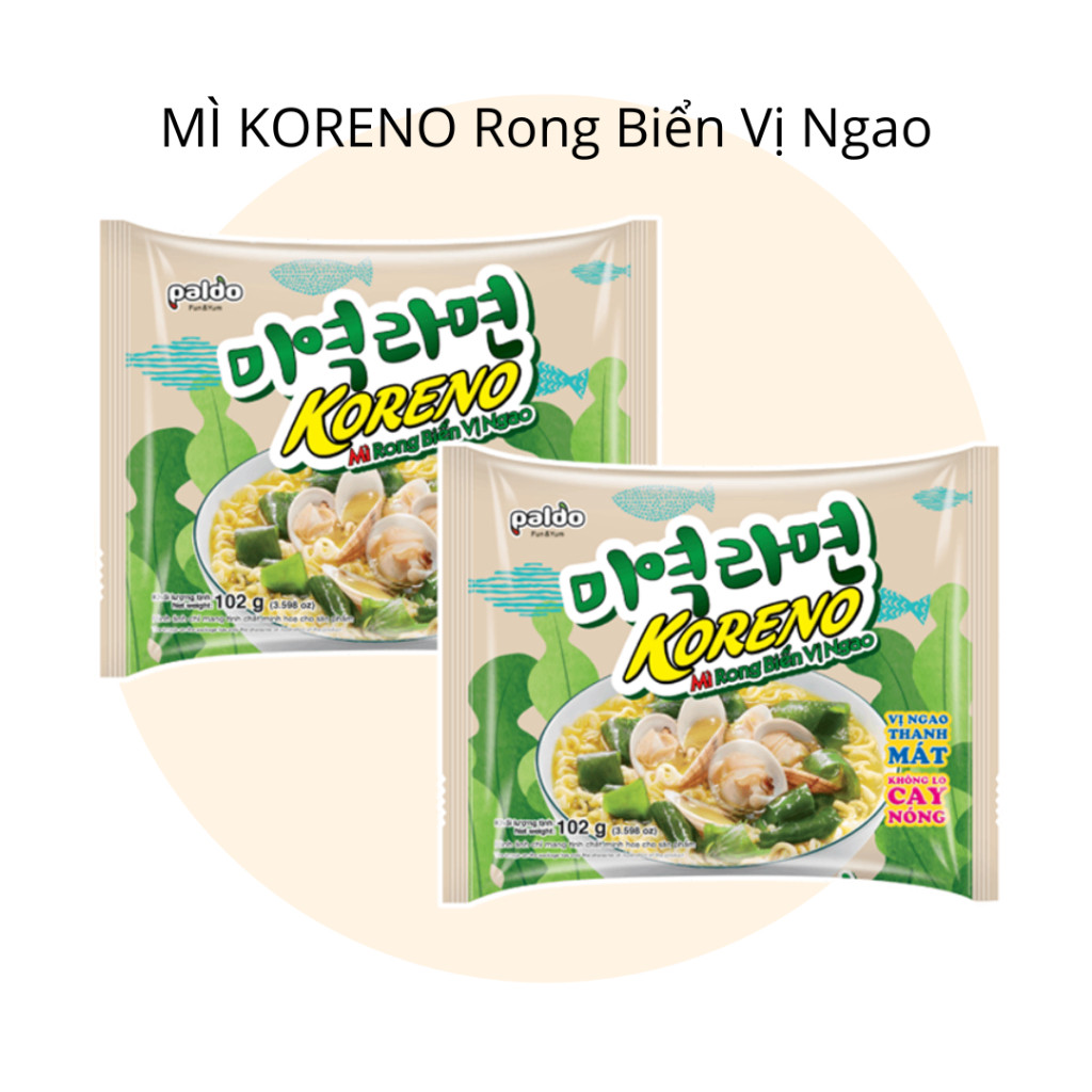 [THÙNG 24 GÓI] MÌ KORENO RONG BIỂN VỊ NGAO – GÓI 102G – NHẬP KHẨU CHÍNH HÃNG HÀN QUỐC