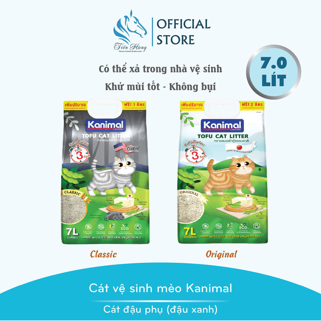CÁT ĐẬU PHỤ VỆ SINH CHO MÈO KANIMAL TÚI 7 LÍT