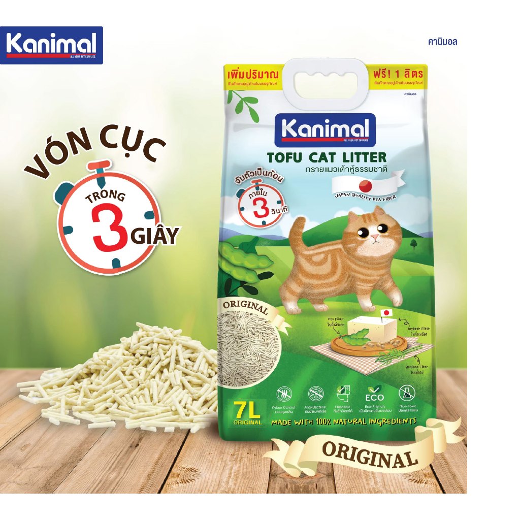 CÁT ĐẬU PHỤ VỆ SINH CHO MÈO KANIMAL TÚI 7 LÍT