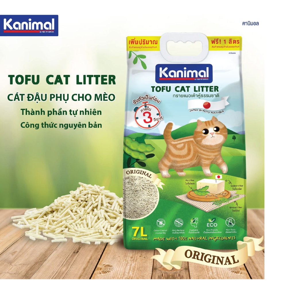 CÁT ĐẬU PHỤ VỆ SINH CHO MÈO KANIMAL TÚI 7 LÍT