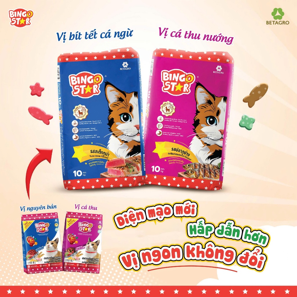 Thức ăn hạt cao cấp cho mèo BingoStar Adult Cat Food, Gói 1 kg