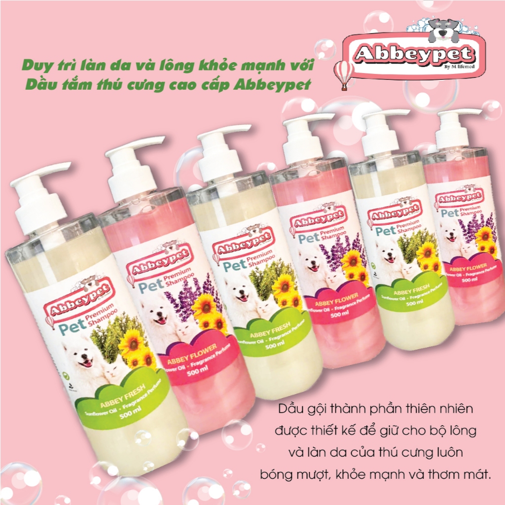 DẦU TẮM THÚ CƯNG MƯỢT LÔNG, KHÔNG KÍCH ỨNG DA ABBEYPET, CHAI 500ML