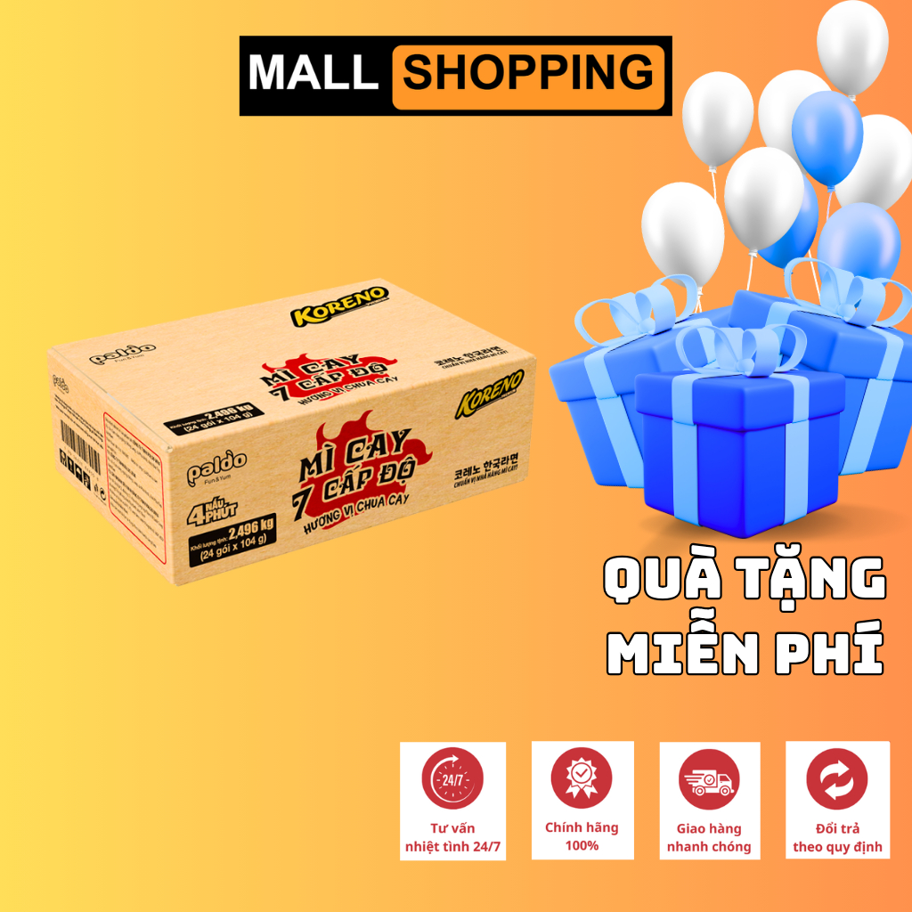 1 THÙNG 24 GÓI KORENO PREMIUM MÌ CAY 7 CẤP ĐỘ HƯƠNG VỊ CHUA CAY – MÌ ĂN LIỀN HÀN QUỐC SỢI DAI NGON, CAY ĐẬM ĐÀ